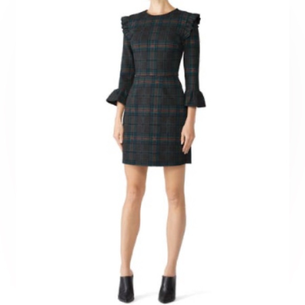 Green and black plaid JOA dress